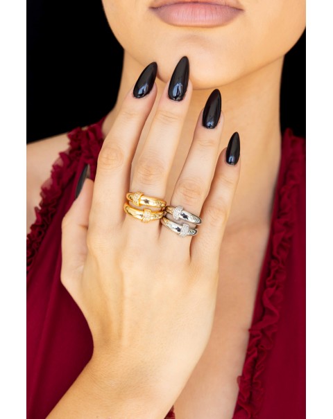 Δαχτυλίδι με διπλή καμπύλη και ζιργκόν