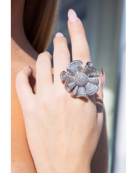 Δαχτυλίδι λουλούδι με ζιργκόν 