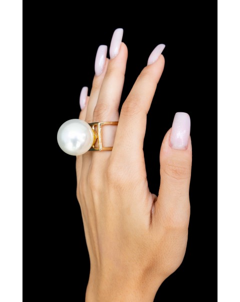 Δαχτυλίδι κύβος με μεγάλη πέρλα