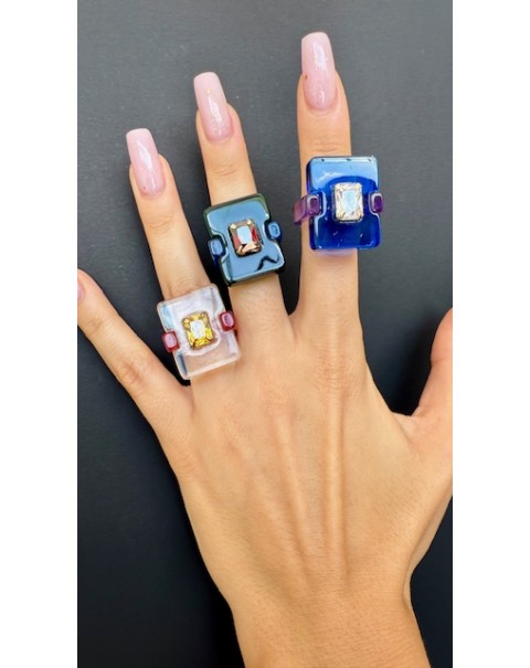 Ακρυλικό δαχτυλίδι γεωμετρικό