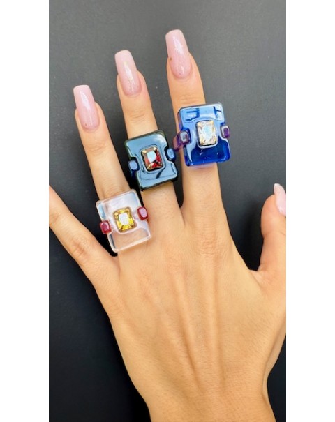 Ακρυλικό δαχτυλίδι γεωμετρικό