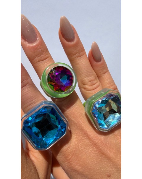 Ακρυλικά δαχτυλίδια με κρύσταλλο