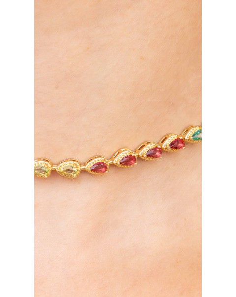 Βραχιόλι τύπου ριβιέρα, χρωματιστά ζιργκόν δάκρυα