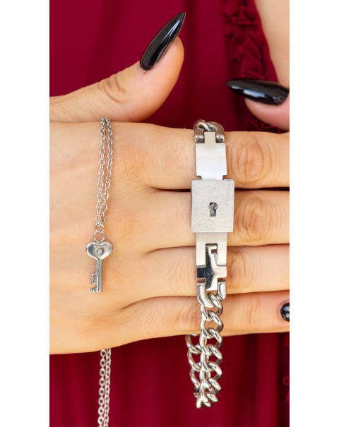 Βραχιόλι με κλειδαριά και σετ το κλειδί ως κολιέ