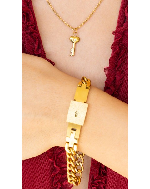 Βραχιόλι με κλειδαριά και σετ το κλειδί ως κολιέ