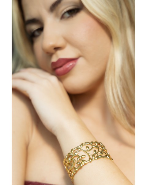 Βραχιόλι χειροπέδα με σκαλιστά κλαδιά