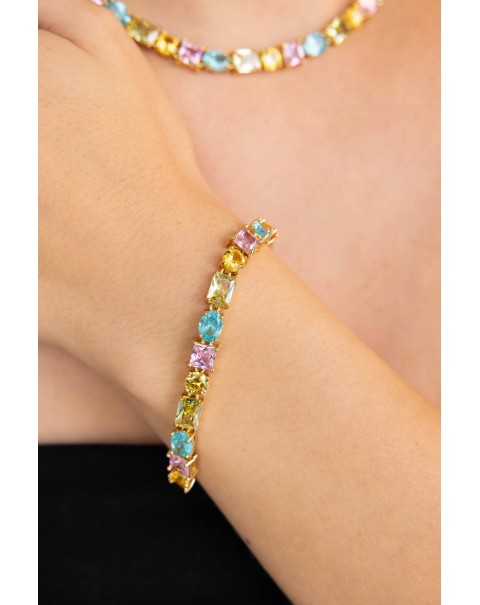 Βραχιόλι ριβιέρα με ζιργκόν σε διαφορετικά σχήματα