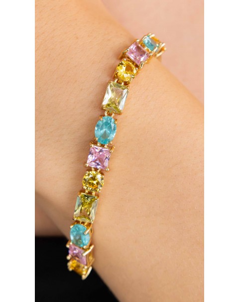 Βραχιόλι ριβιέρα με ζιργκόν σε διαφορετικά σχήματα