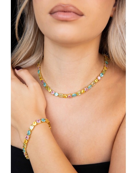 Βραχιόλι ριβιέρα με ζιργκόν σε διαφορετικά σχήματα