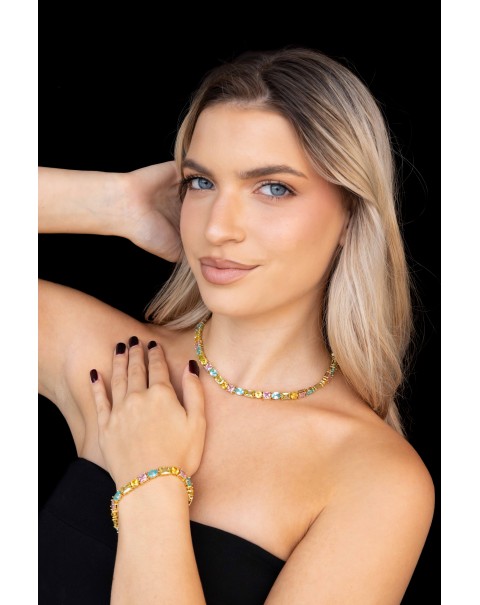 Βραχιόλι ριβιέρα με ζιργκόν σε διαφορετικά σχήματα