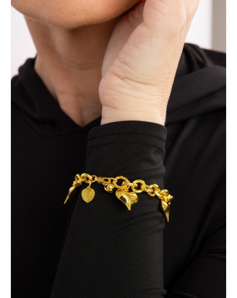 Βραχιόλι με κρεμαστές καρδιές