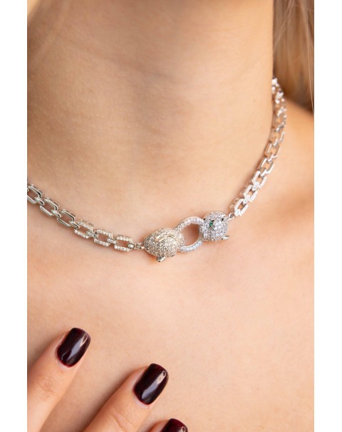 Κολιέ τσόκερ τίγρης - πάνθηρας