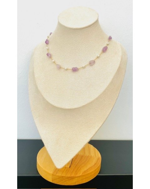 Κολιέ με πέρλες και φυσικούς λίθους