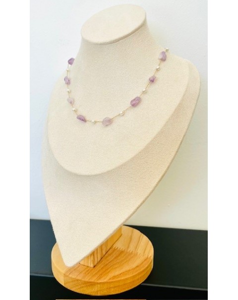 Κολιέ με πέρλες και φυσικούς λίθους