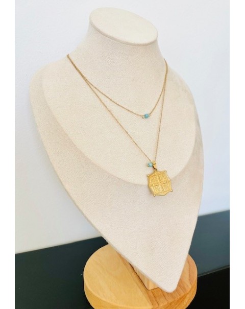 Κολιέ Κωνσταντινάτο με τυρκουάζ χάντρα 