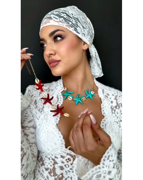 Necklace with starfish and shells