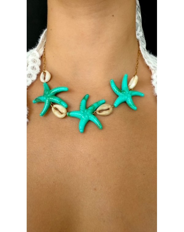 Necklace with starfish and shells
