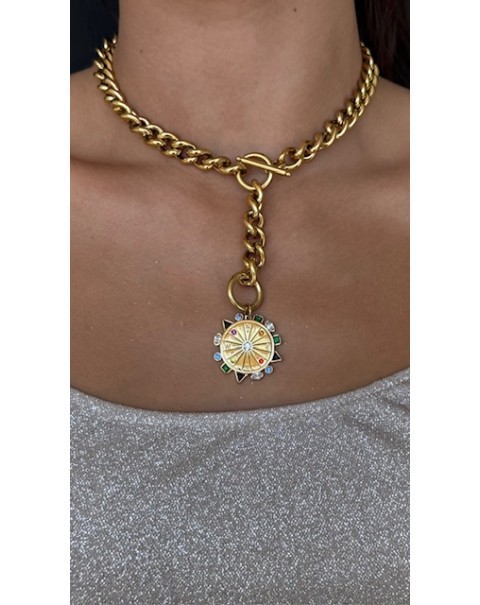 Κολιέ με μενταγιόν  σε σχήμα πυξίδας