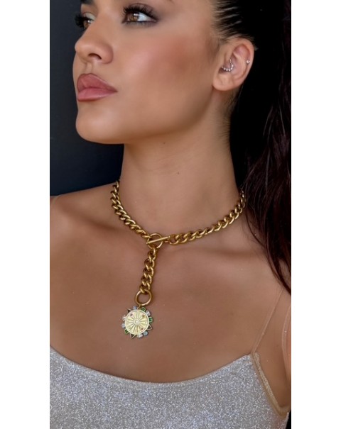 Κολιέ με μενταγιόν  σε σχήμα πυξίδας