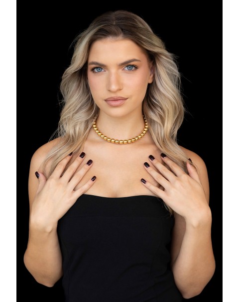 Κολιέ βέργα με μεταλλικές πέρλες