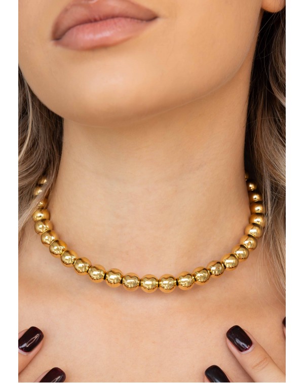 Κολιέ βέργα με μεταλλικές π...