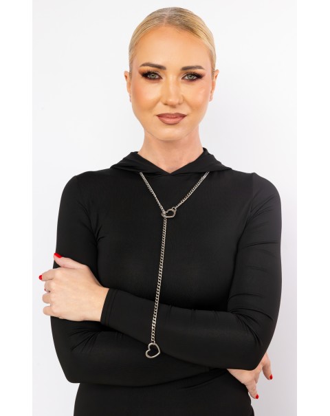 Μακρύ κολιέ αλυσίδα με καρδιές στο τελείωμα