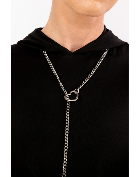 Μακρύ κολιέ αλυσίδα με καρδιές στο τελείωμα