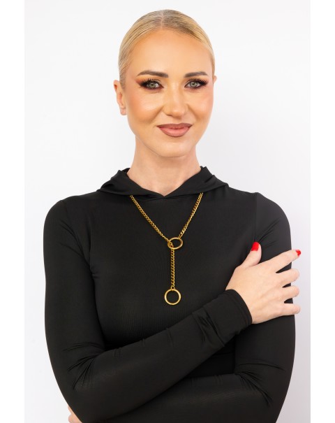 Μακρύ κολιέ αλυσίδα με κρίκους στο τελείωμα