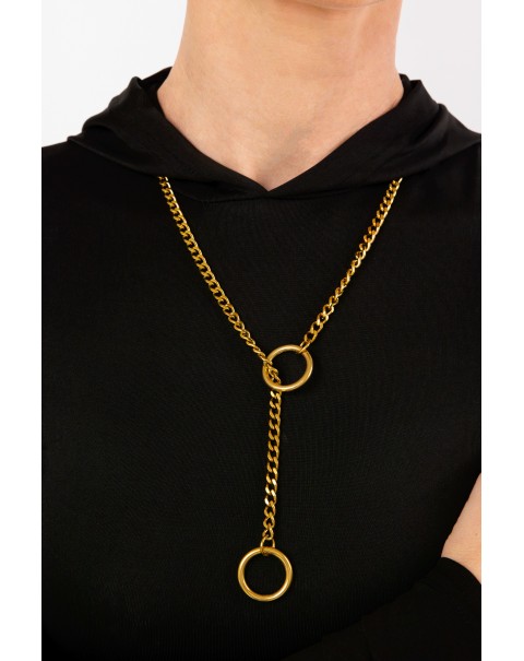 Μακρύ κολιέ αλυσίδα με κρίκους στο τελείωμα