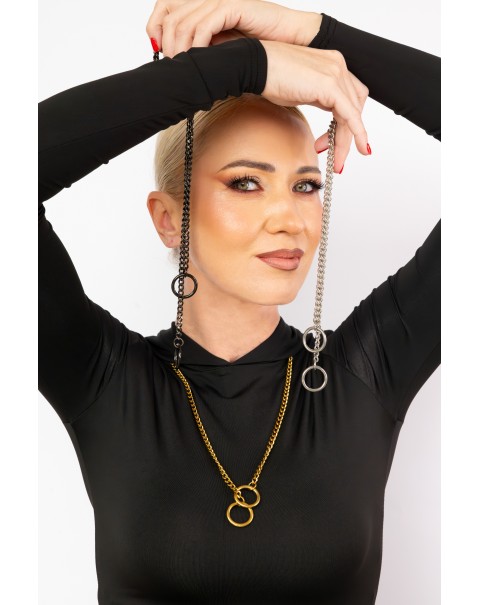 Μακρύ κολιέ αλυσίδα με κρίκους στο τελείωμα