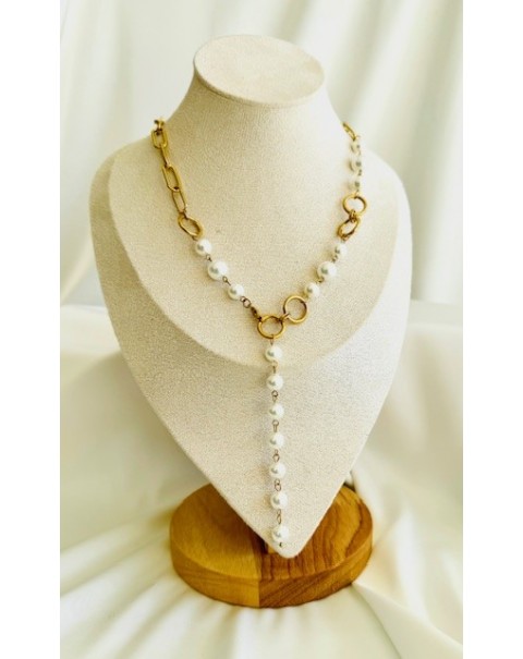 Κολιέ αλυσίδα με πέρλες