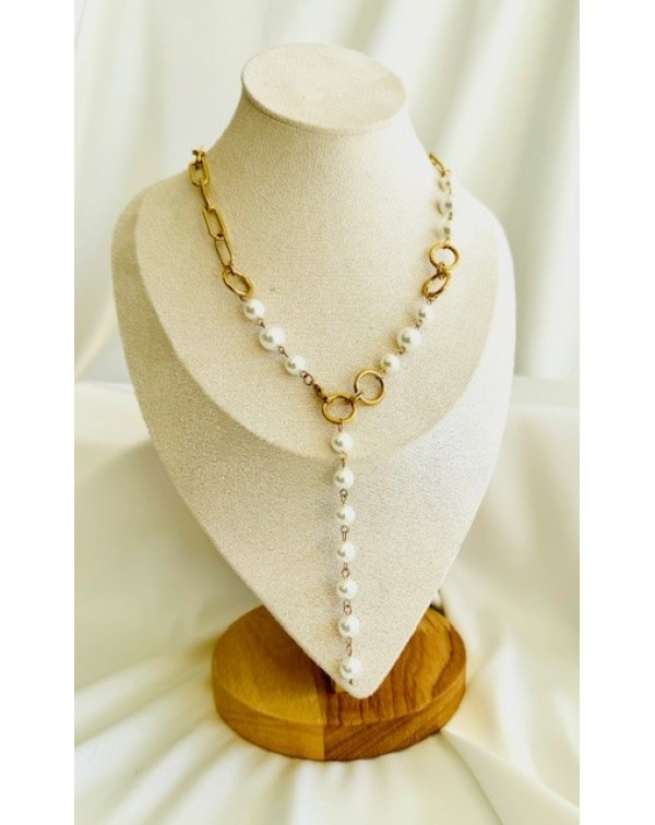 Κολιέ αλυσίδα με πέρλες
