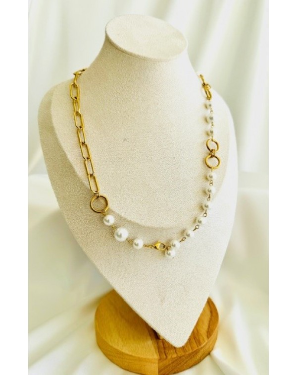Κολιέ αλυσίδα με πέρλες