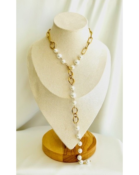 Κολιέ αλυσίδα με πέρλες