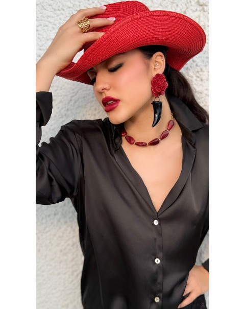 Κολιέ αλυσίδα με ακρυλικές χάντρες