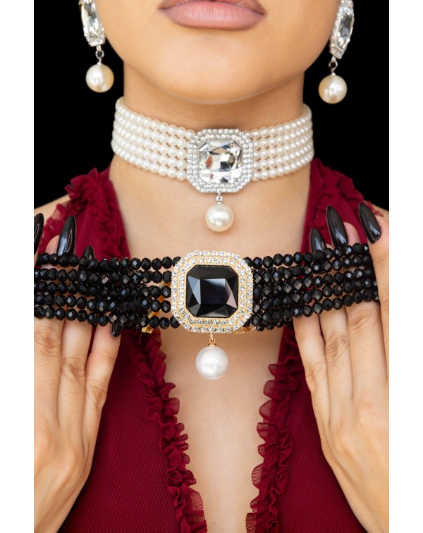 Κολιέ τσόκερ με 5 σειρές πέρ...