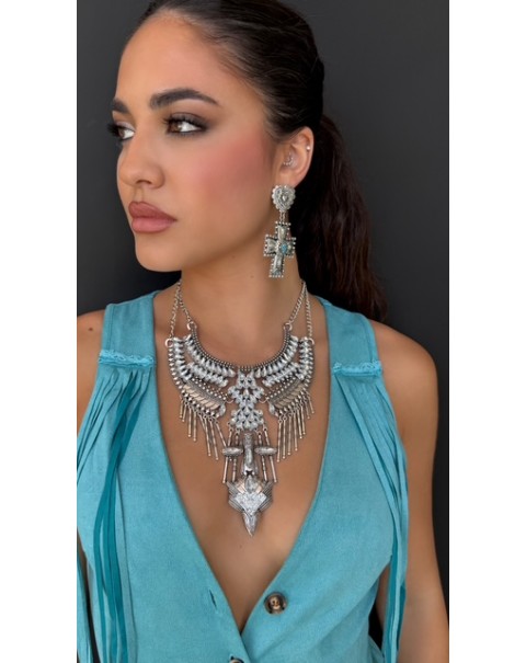 Κολιέ boho statement με κρύσταλλα