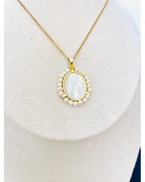 Κρεμαστά Σκουλαρίκια Με Ανάγλυφη Παναγία 