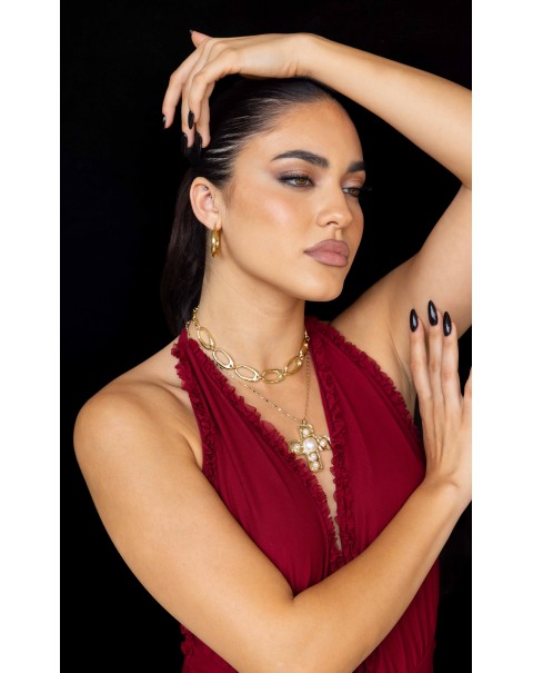 Σετ τσόκερ και σταυρός με πέρλες