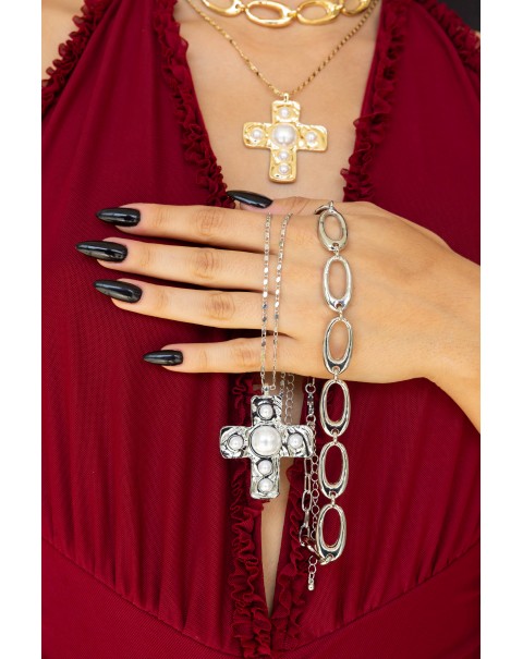 Σετ τσόκερ και σταυρός με πέρλες