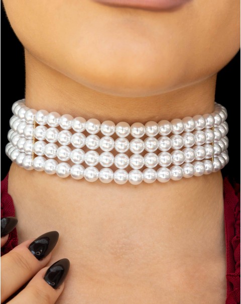 Κολιέ τσόκερ με πέρλες