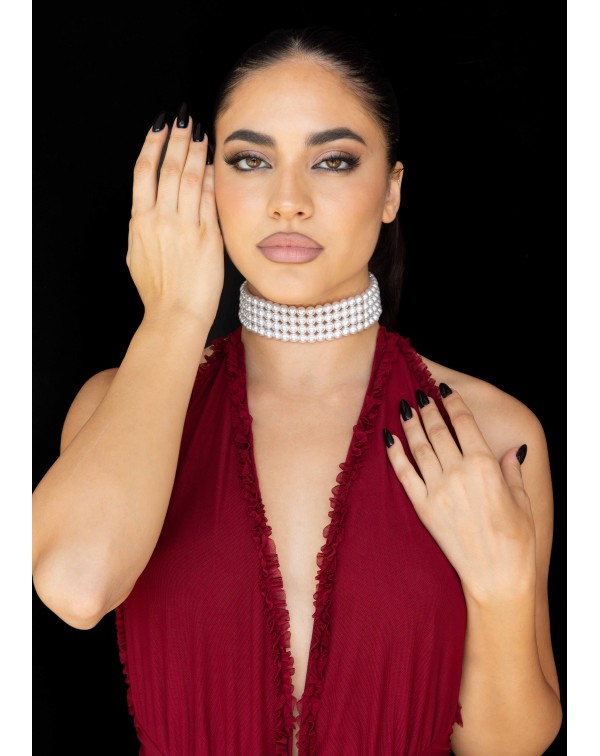 Κολιέ τσόκερ με πέρλες