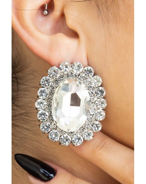 Κολιέ τσόκερ με πέρλες, οβάλ κρυστάλλινο διακοσμητικό στοιχείο και σετ σκουλαρίκια