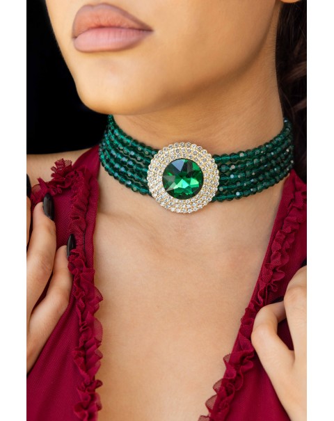 Κολιέ τσόκερ με χάντρες και διακοσμητικό στοιχείο 