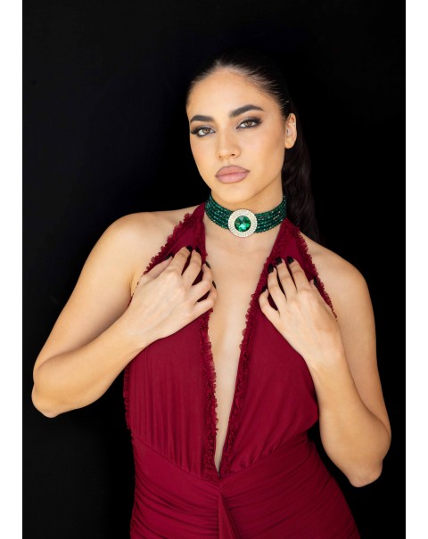 Κολιέ τσόκερ με χάντρες και διακοσμητικό στοιχείο 