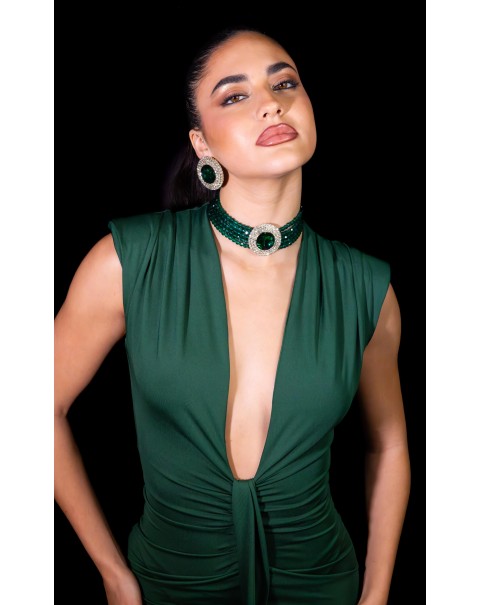 Κολιέ τσόκερ με χάντρες και διακοσμητικό στοιχείο 