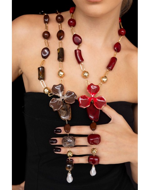 Μακρύ κολιέ από επιμεταλλωμένο ορείχαλκο  