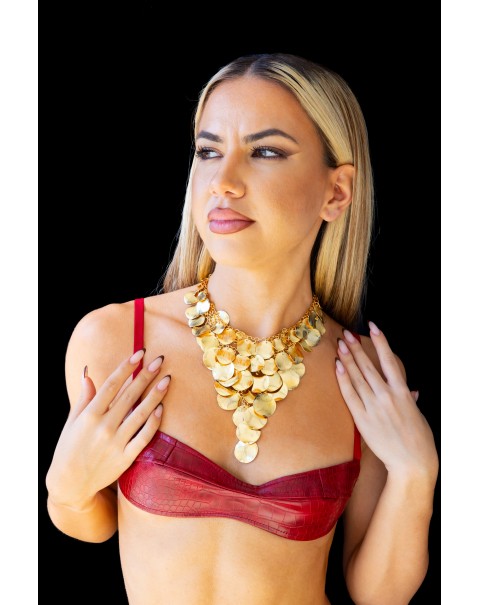 Τριγωνικό κολιέ με φλουριά 