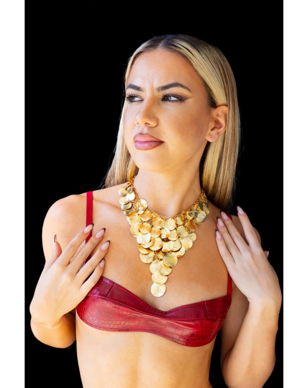 Τριγωνικό κολιέ με φλουριά 