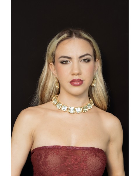 Σετ κολιέ και σκουλαρίκια με κρύσταλλα